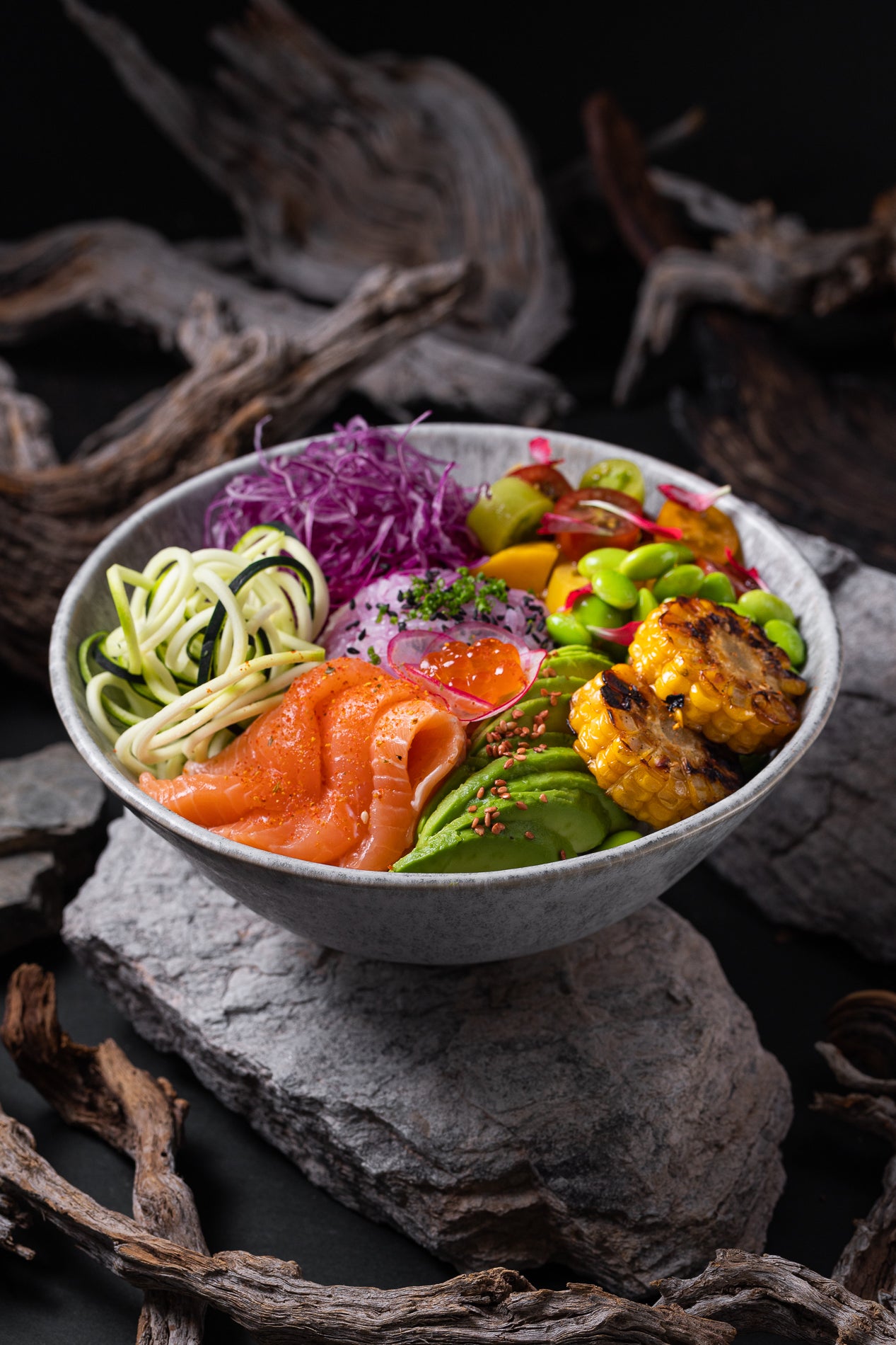 Poke with salmon